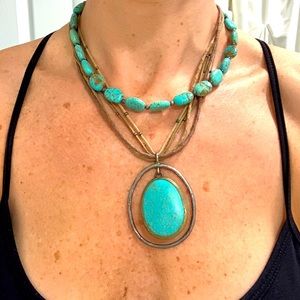 3 piece hand made Turquoise necklace and bracelet … SELLING AS A SET